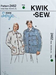 2462 KWIK SEW UNISEX STRETCH KNIT YOKE LONG SLEEVE JACKET PATTERN XS-XL